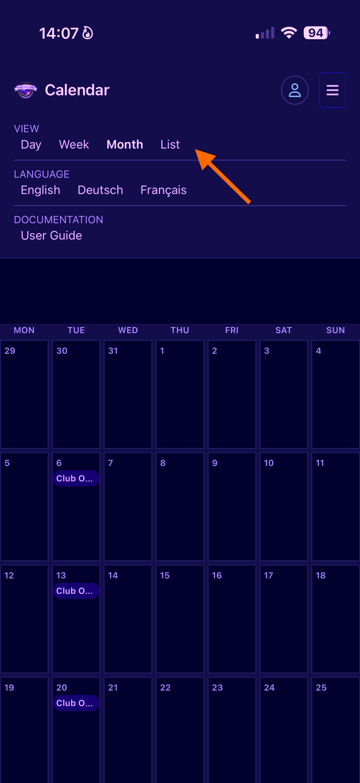 Day, week, and month views shown in the calendar
